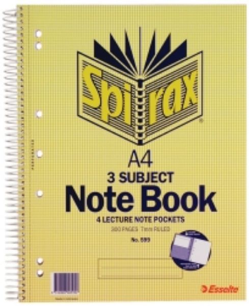 Picture of NOTE BOOK SPIRAX 599 A4 3 SUBJECT S/O