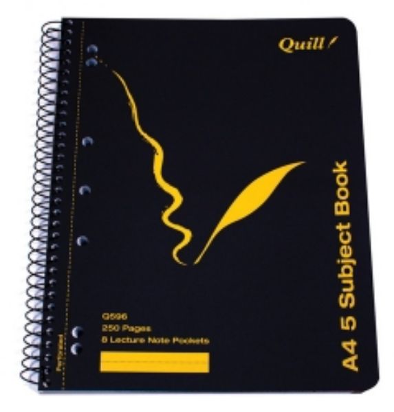 Picture of NOTE BOOK QUILL Q596 A4 SPIRAL 5 SUB
