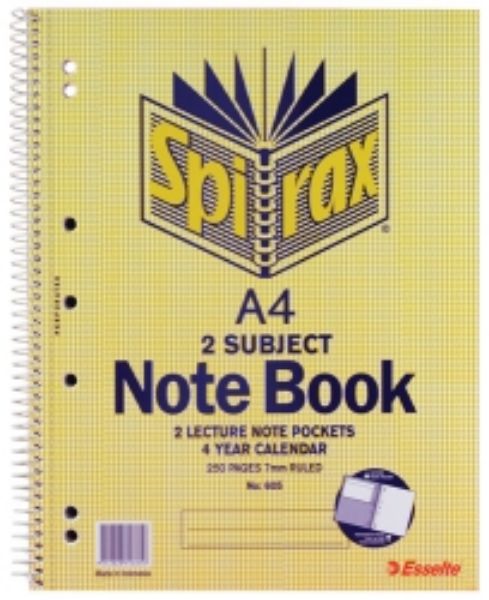 Picture of NOTE BOOK SPIRAX #605 A4 2 SUBJECT